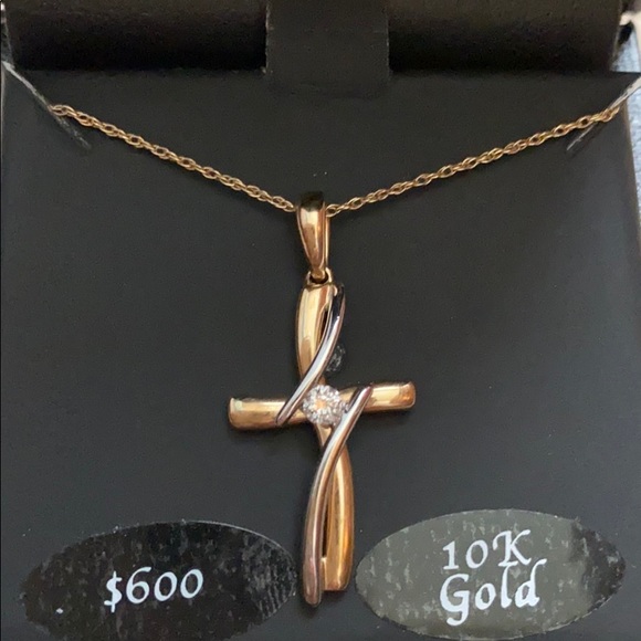 R.H. Macy & Co. Fine Jewelry  Jewelry  Silver And Gold Diamond Cross 